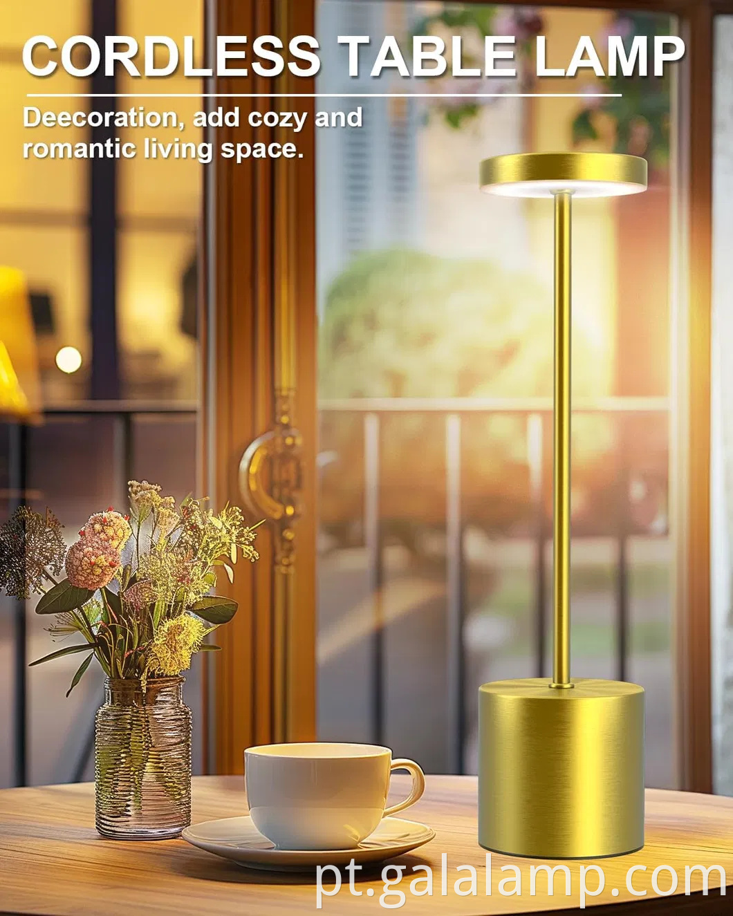 Lâmpada de mesa LED movida a bateria recarregável - 3 luz diminuído de cores